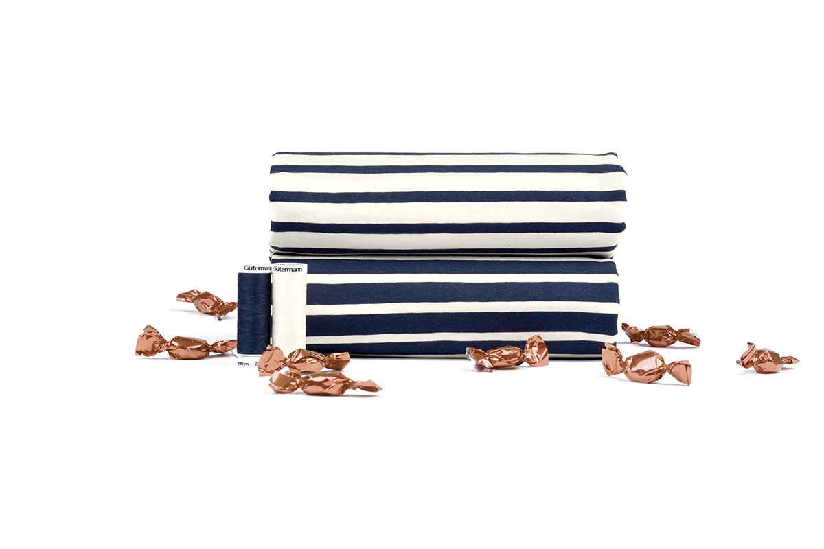 Cotton Jersey Large Stripe Navy Creme