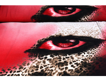 Panel Lycra Crepe Trico Pantherdruck Auge Ido Röt