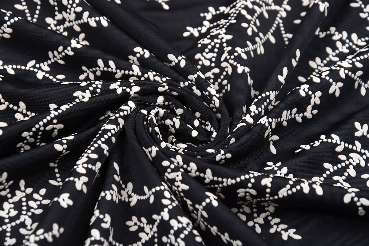 Cotton Jersey Blätter Ivy Schwarz