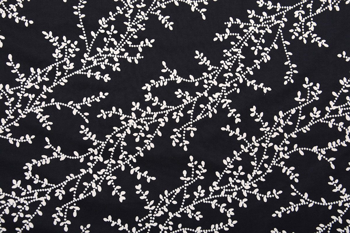 Cotton Jersey Blätter Ivy Schwarz