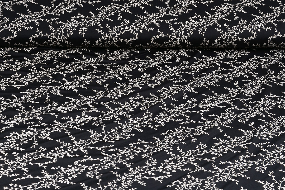 Cotton Jersey Blätter Ivy Schwarz