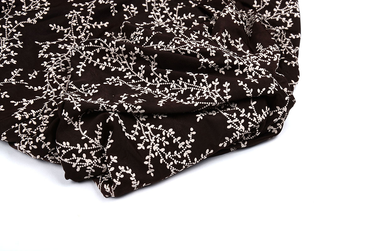 Cotton Jersey Simmer Leaves Ivy Dark Brown
