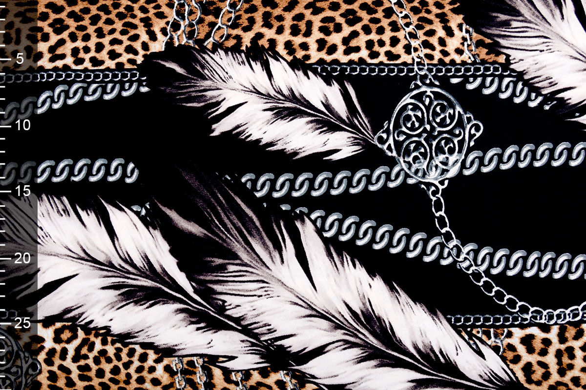 Lycra Trikot Federkette mit Pantherdruck