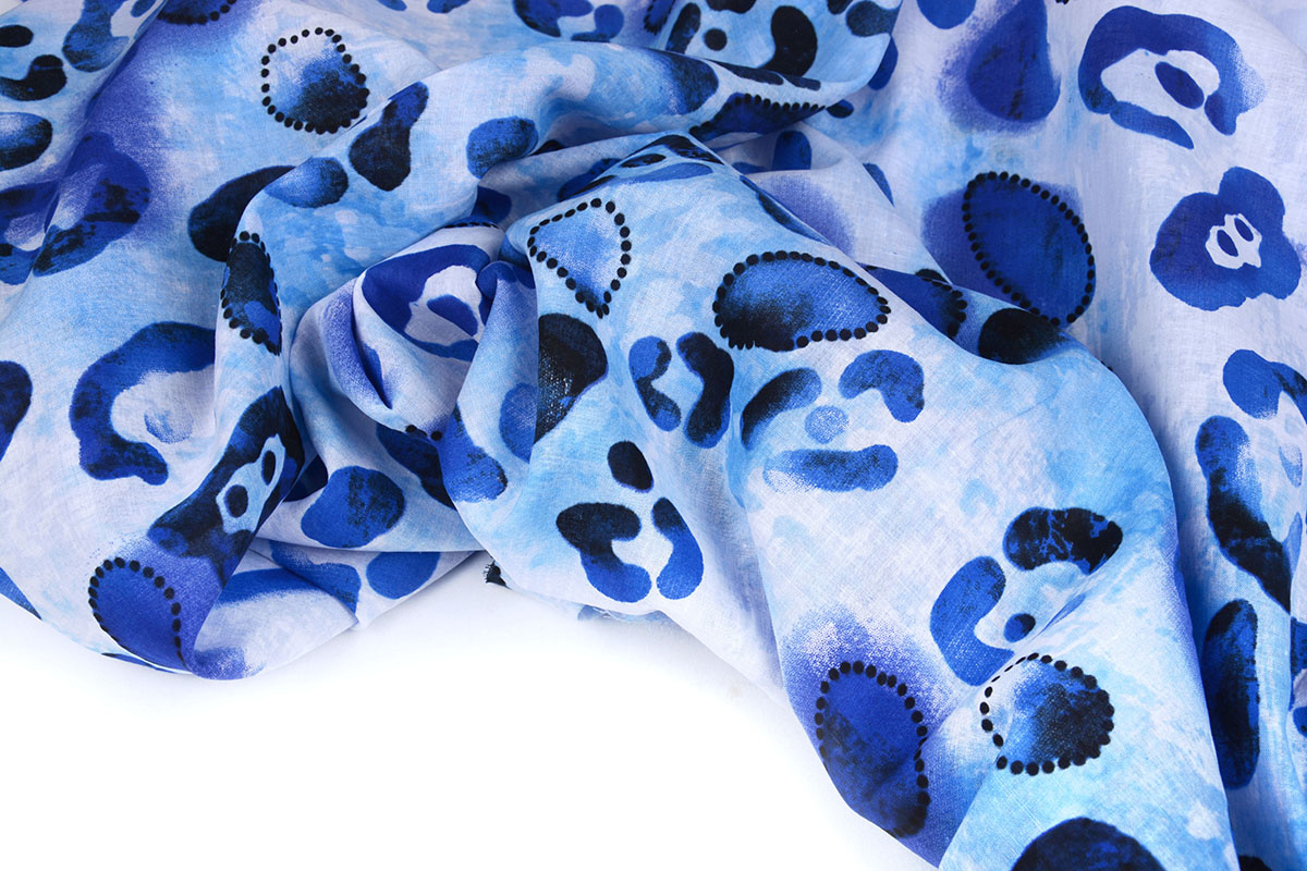 Katoen Panterprint Watercolor Blauw