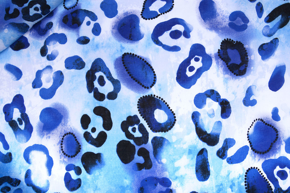 Katoen Panterprint Watercolor Blauw