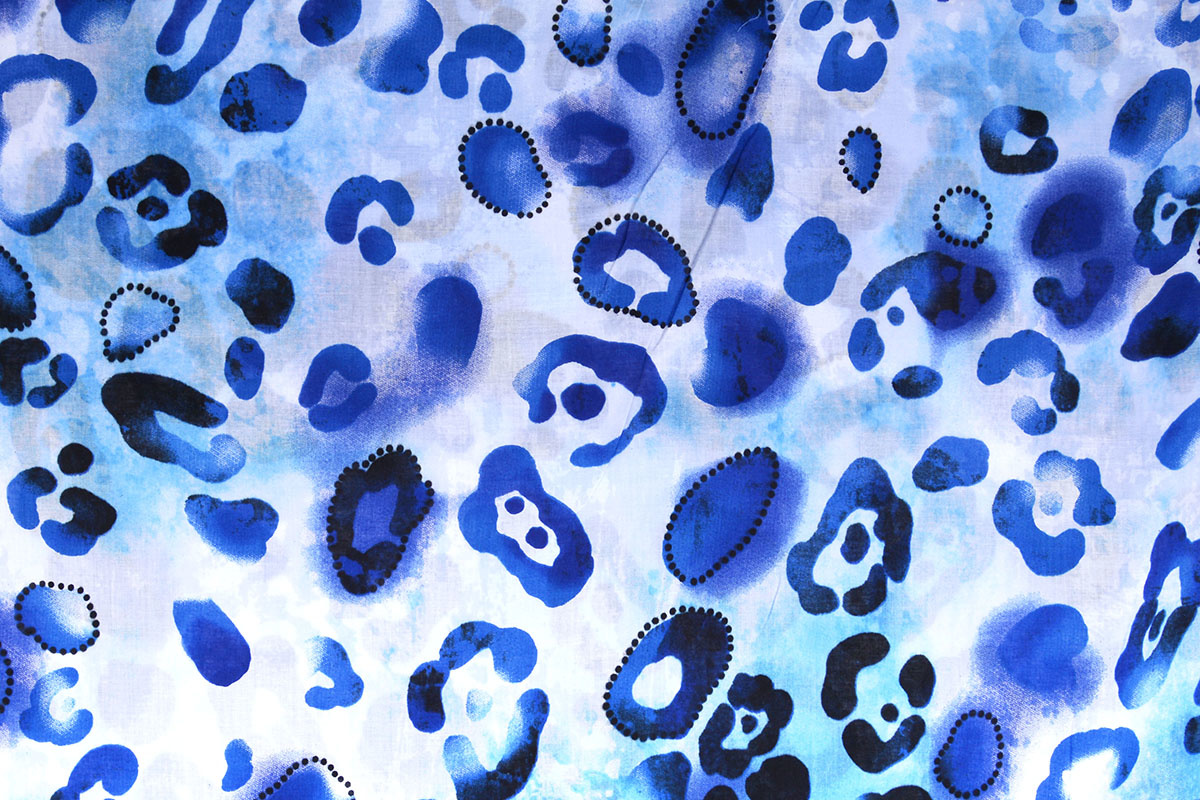 Cotton Leopardprint Watercolor Blue