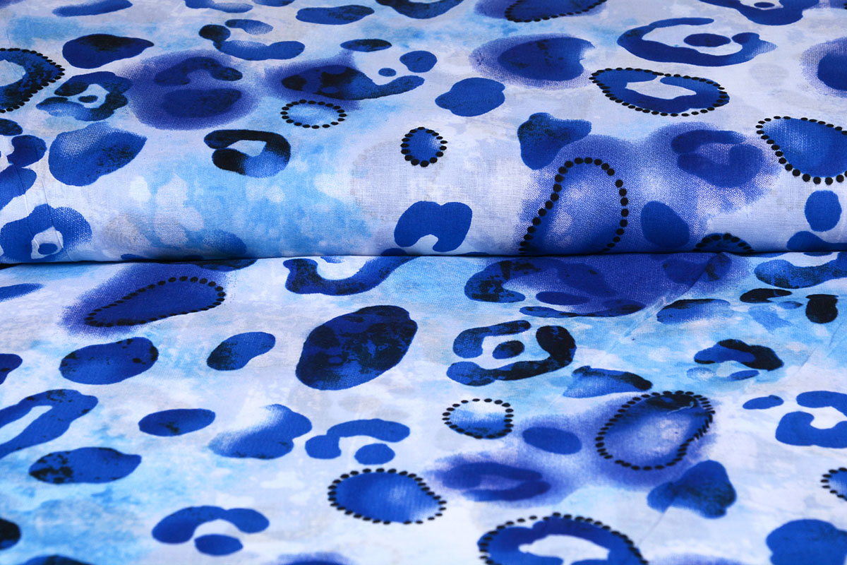 Cotton Leopardprint Watercolor Blue