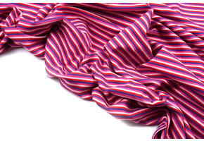 Cotton Jersey Streep Multi Roze