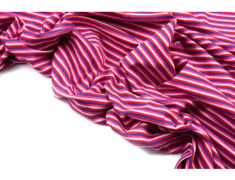 Baumwolljersey Streifen Multi Rosa