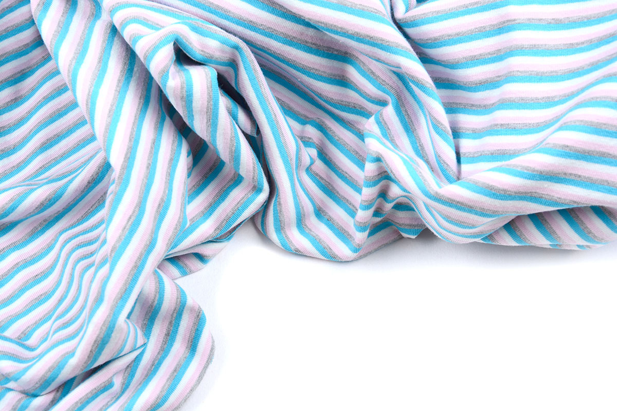 Baumwolljersey Streifen Multi Aqua