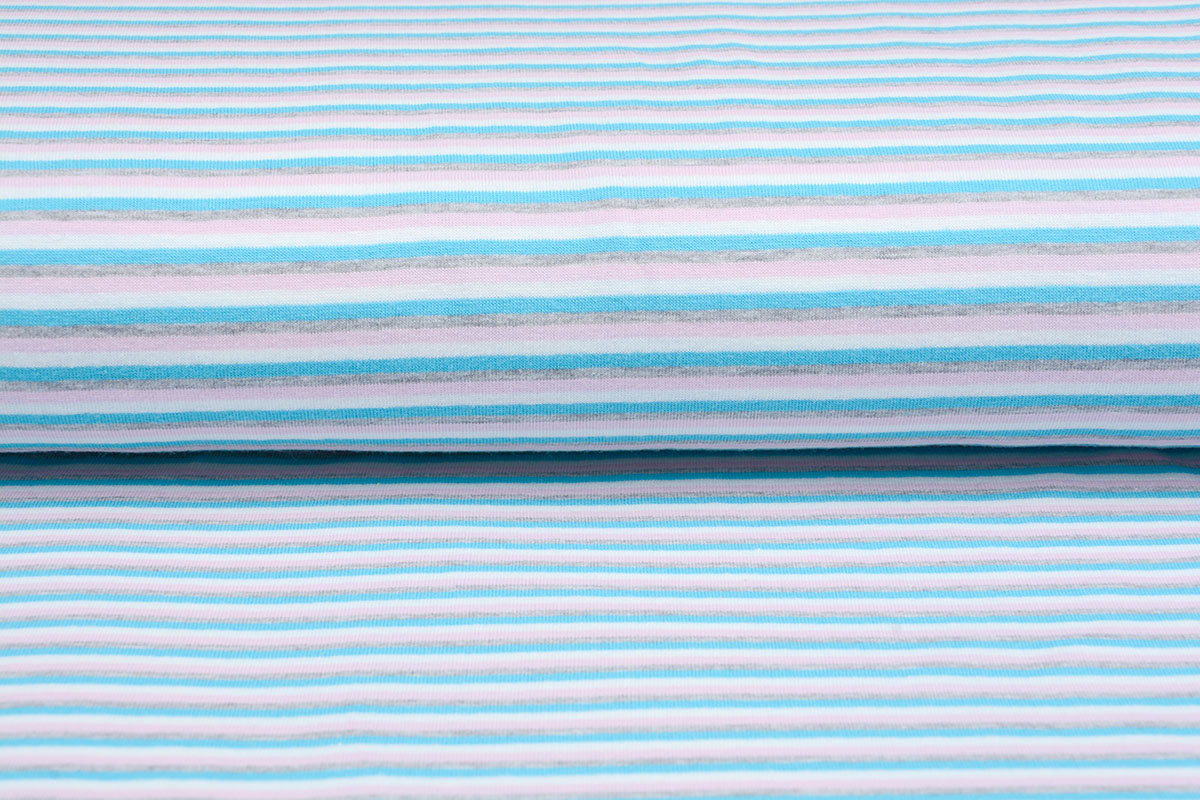 Baumwolljersey Streifen Multi Aqua