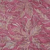 Embroidered lace Feathers Bordeaux Gold