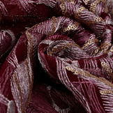 Embroidered lace Feathers Bordeaux Gold