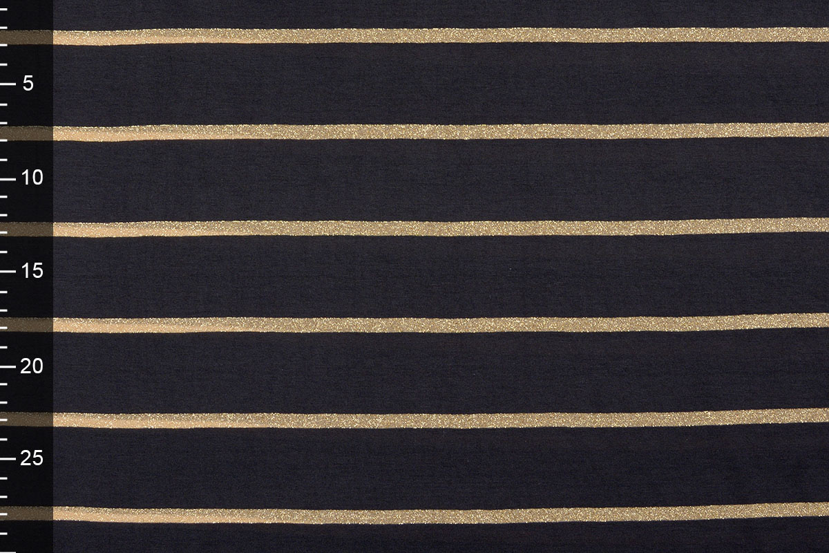 Viscose Jersey met lurex Strepen Zwart Goud