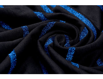 Viscose Jersey with lurex Stripes Black Blue