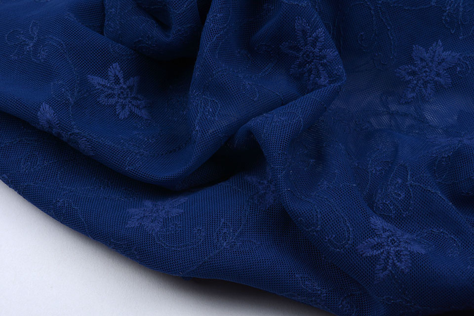 Lace Jasmine Flower Cobalt Blue - YES Fabrics