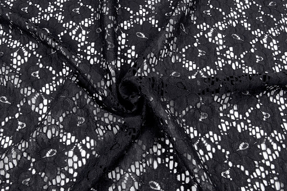 SpitzenStoff Hibiscus blume Schwarz
