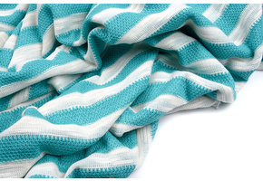 Gebreide katoen strepen Aqua en Creme
