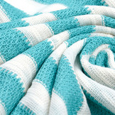Knitted cotton stripes  Aqua and Creme