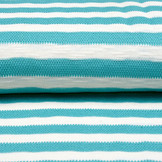 Gebreide katoen strepen Aqua en Creme