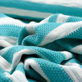 Gestrickte Baumwollstreifen Aqua und Creme