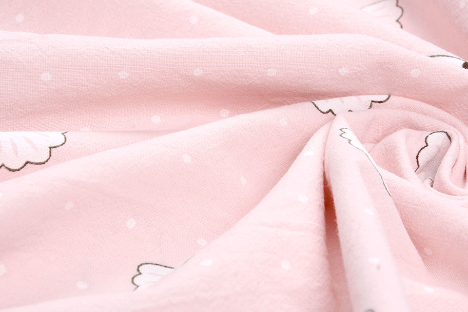 100% Gewassen Katoen Angin Stippel Licht Roze