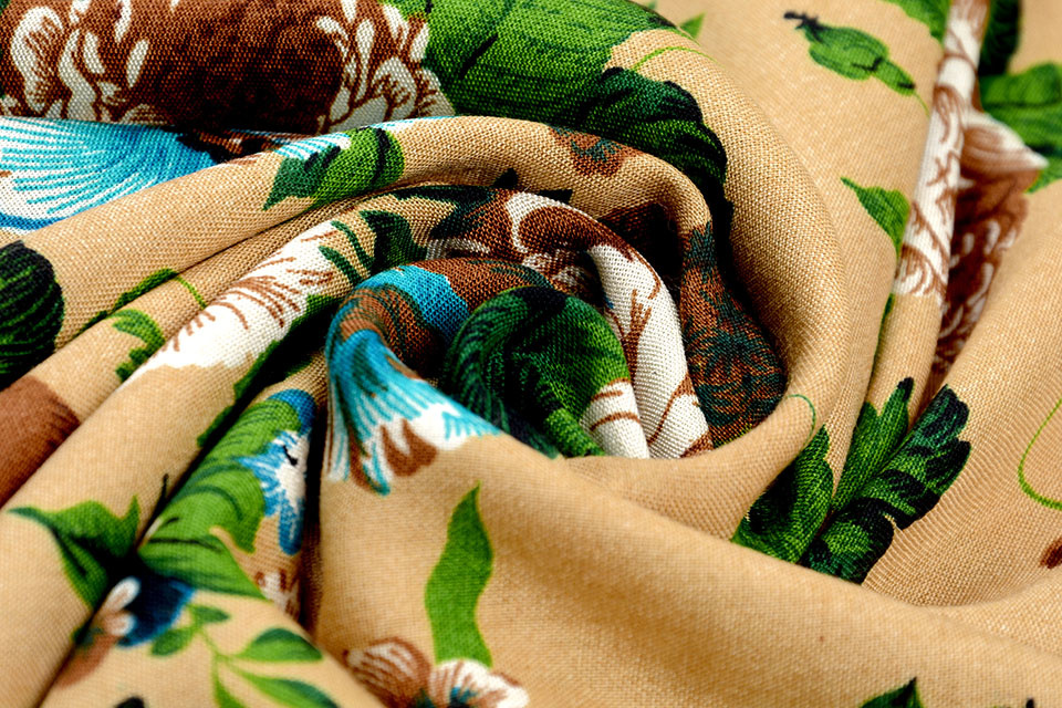 Viscose Flowers Blodau Brown