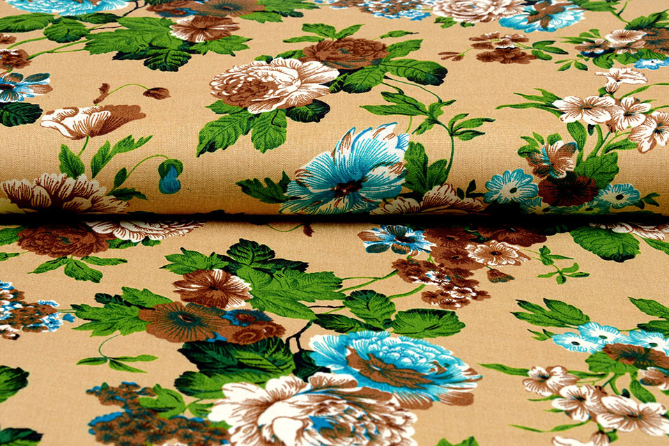 Viscose Flowers Blodau Brown