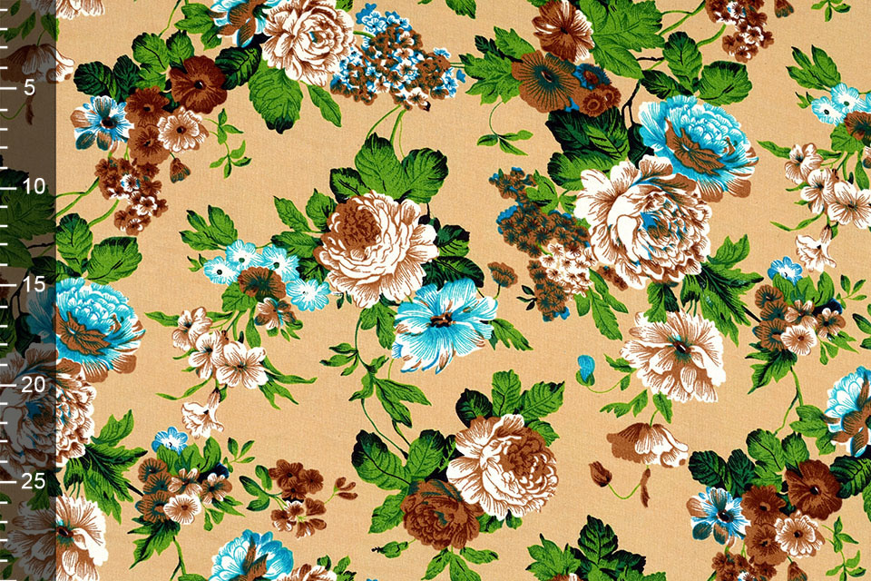 Viscose Flowers Blodau Brown