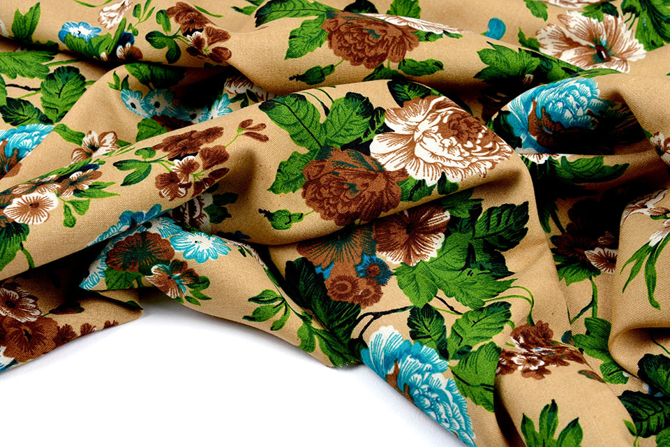 Viscose Flowers Blodau Brown