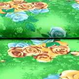 Viscose Large Roses Green