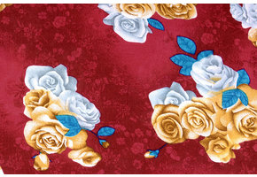 Viscose Grote Rozen Wijnrood