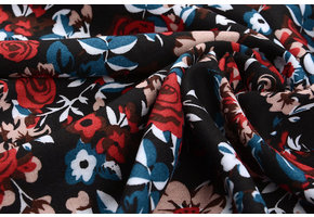 Viscose Little Roses Red