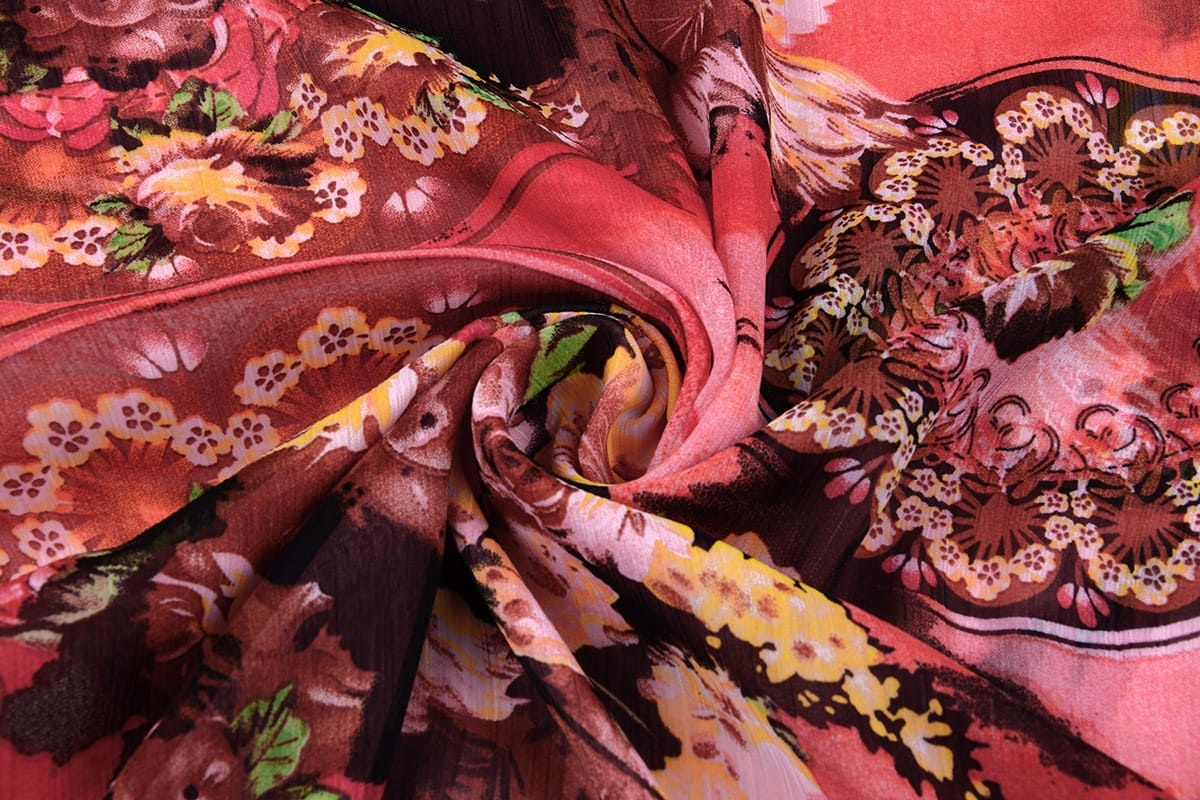 Chiffon Bedrukt Aziatisch Rood