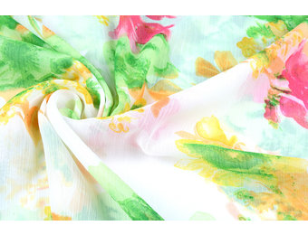 Chiffon Printed Spring Flowers