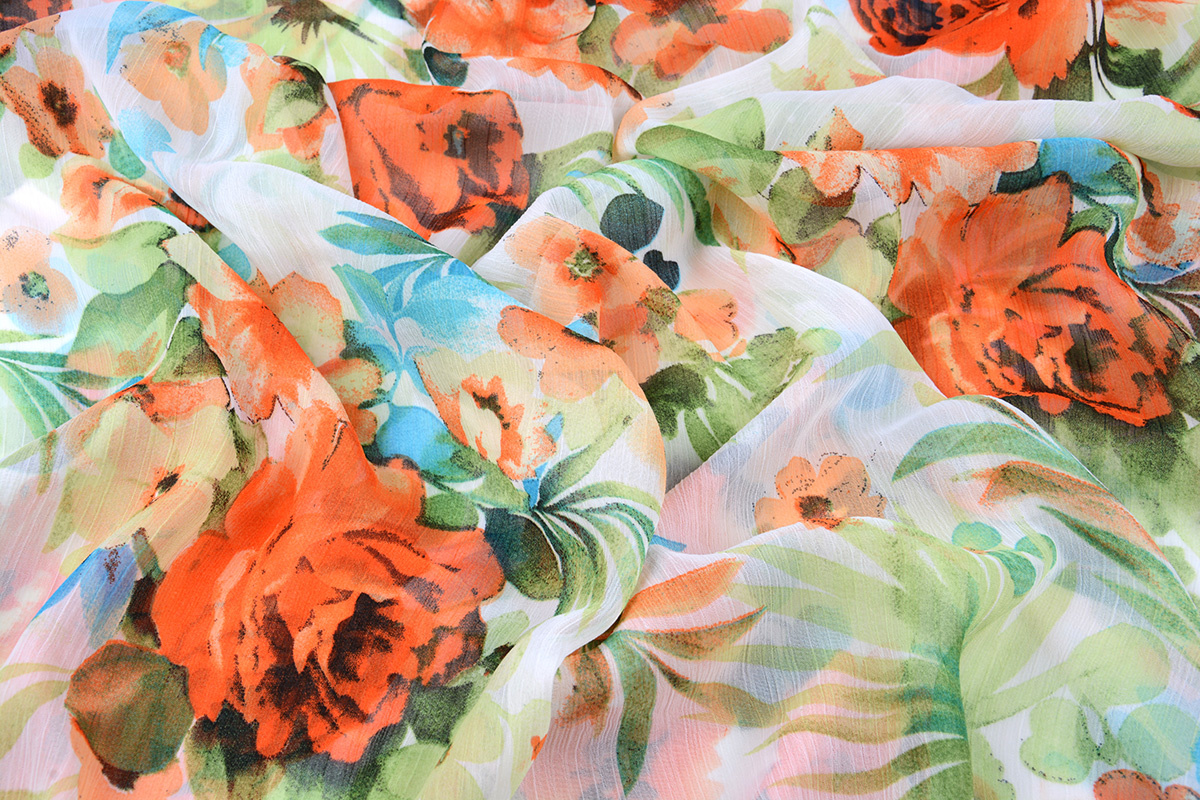 Chiffon Bedruckt Tropische Blumen