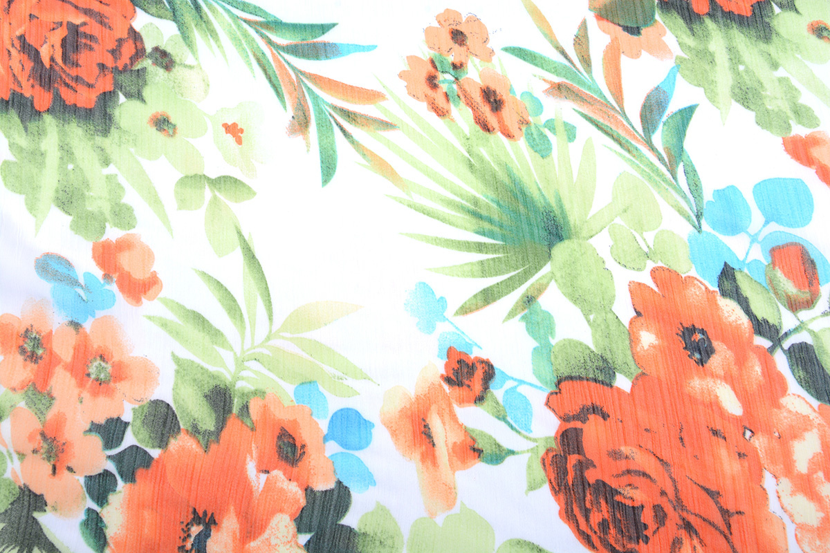Chiffon Printed Tropical Flowers