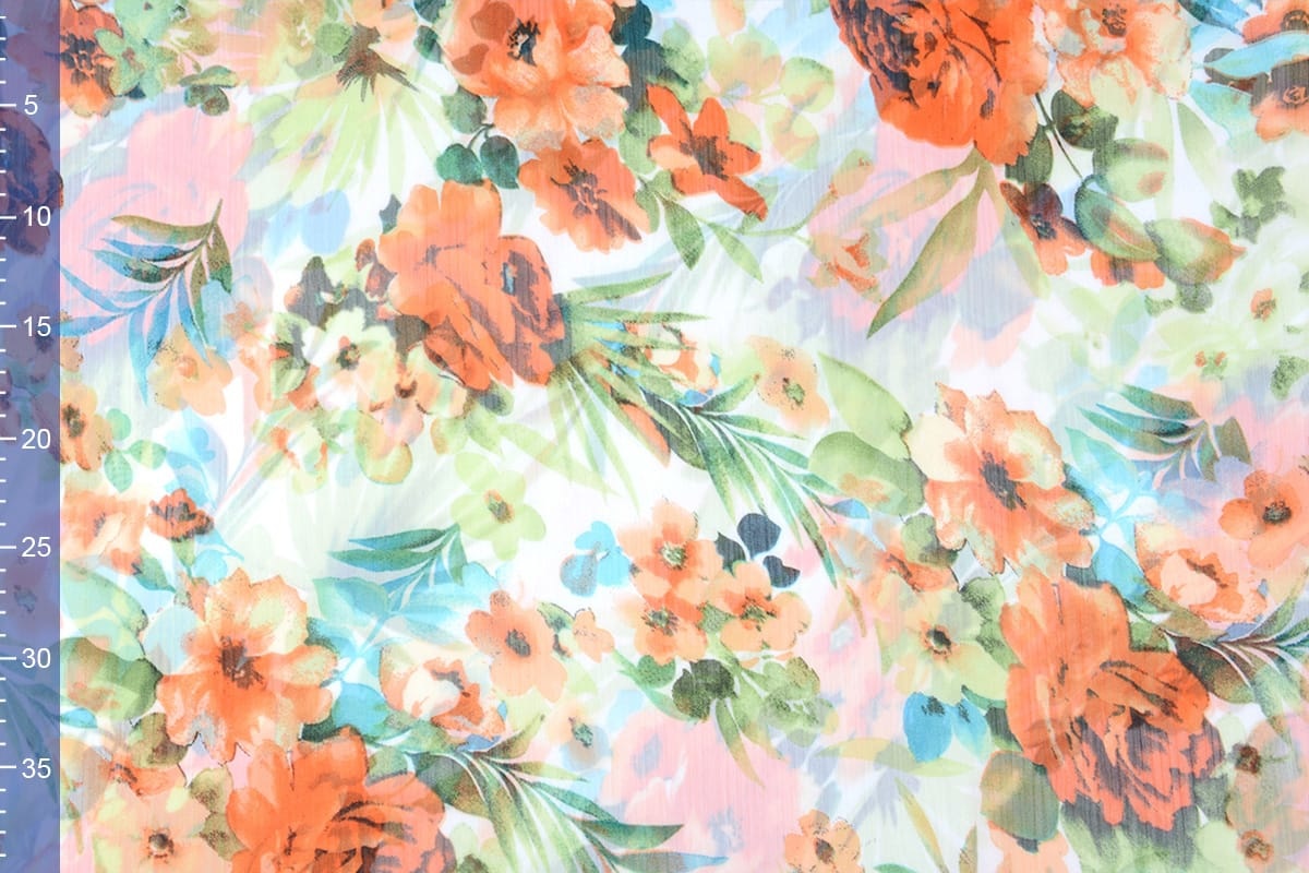 Chiffon Printed Tropical Flowers