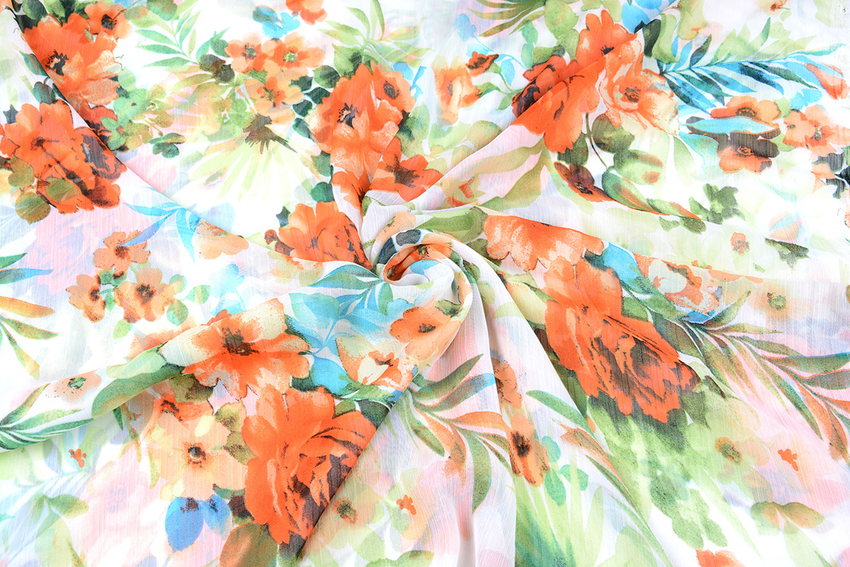 Chiffon Bedruckt Tropische Blumen