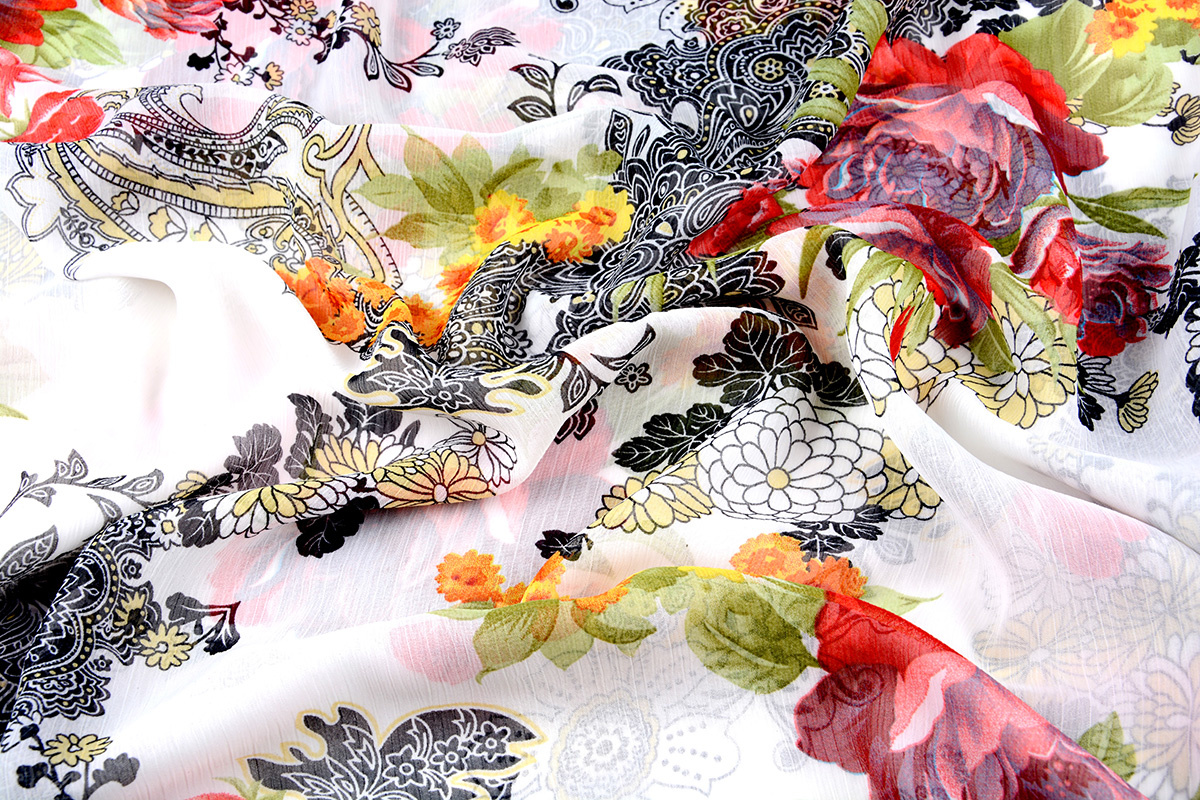 Chiffon Bedrukt Bloemen Oriental