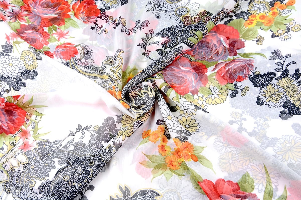 Chiffon Bedrukt Bloemen Oriental