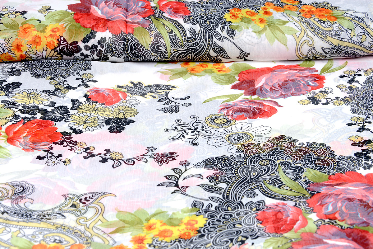 Chiffon Bedrukt Bloemen Oriental