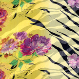 Zebramuster Chiffon bedruckt Blume Gelb