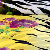 Zebramuster Chiffon bedruckt Blume Gelb