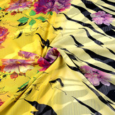 Chiffon Bedrukt Zebraprint Bloem Geel