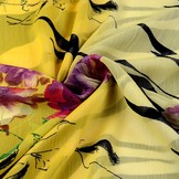 Chiffon Bedrukt Zebraprint Bloem Geel