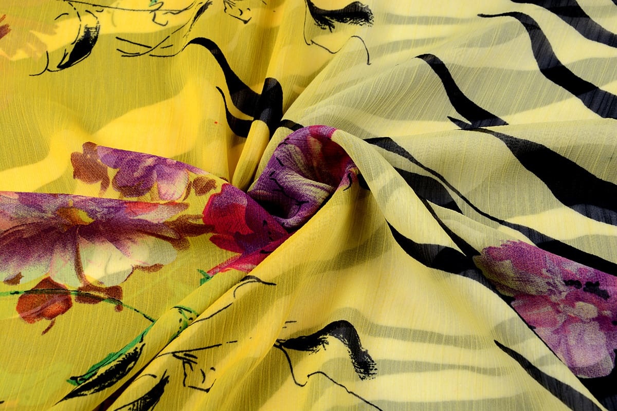 Zebramuster Chiffon bedruckt Blume Gelb