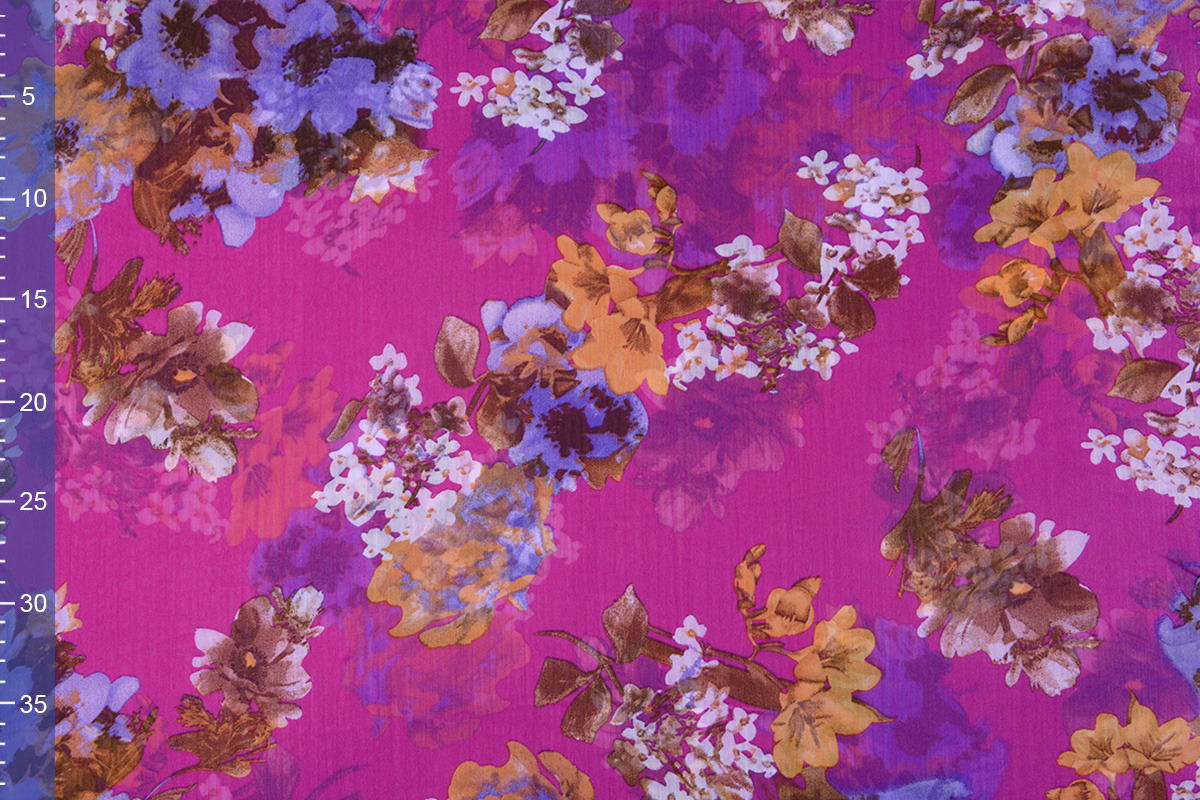 Chiffon Bedrukt Bloemen Cyclaam