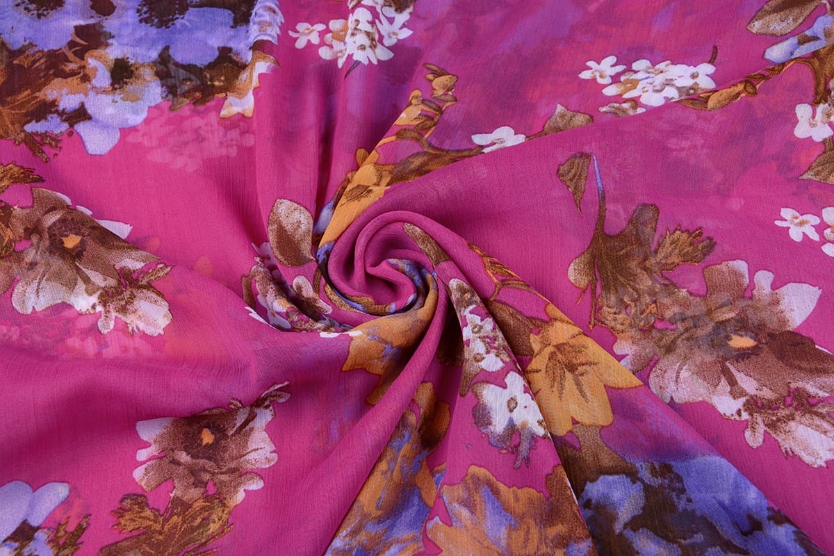 Chiffon Bedrukt Bloemen Cyclaam