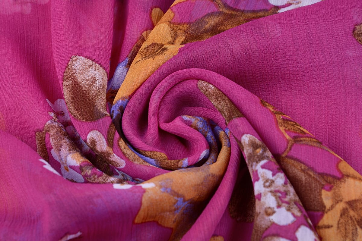 Chiffon Bedrukt Bloemen Cyclaam